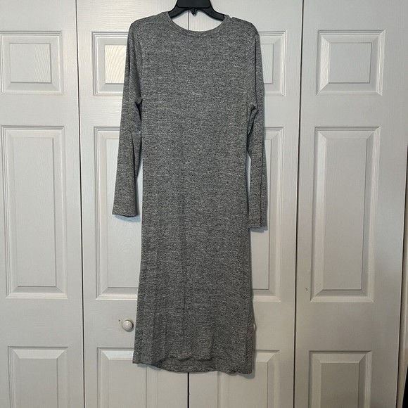 NWT Banana Republic Heather Grey Side Ruched Luxespun Dress Midi Length  Sz L - Picture 7 of 11